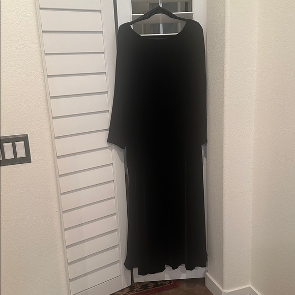 Dana Buchman Black silk & rayon velvet long sleeves midi dress NWT size 16-lined - Picture 8 of 11